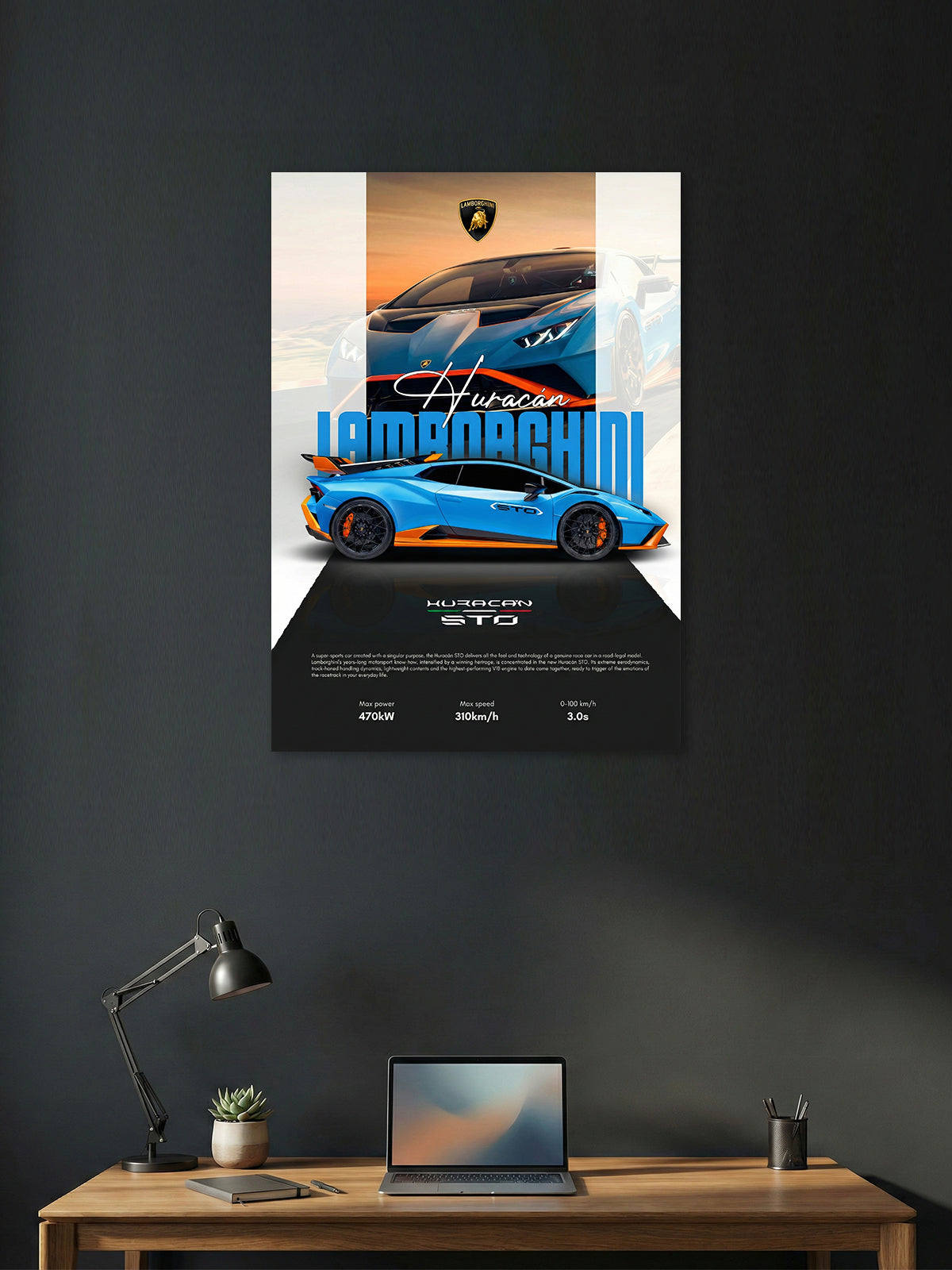 Lamborghini Huracán STO Wall Poster – Supercar Performance Art Print