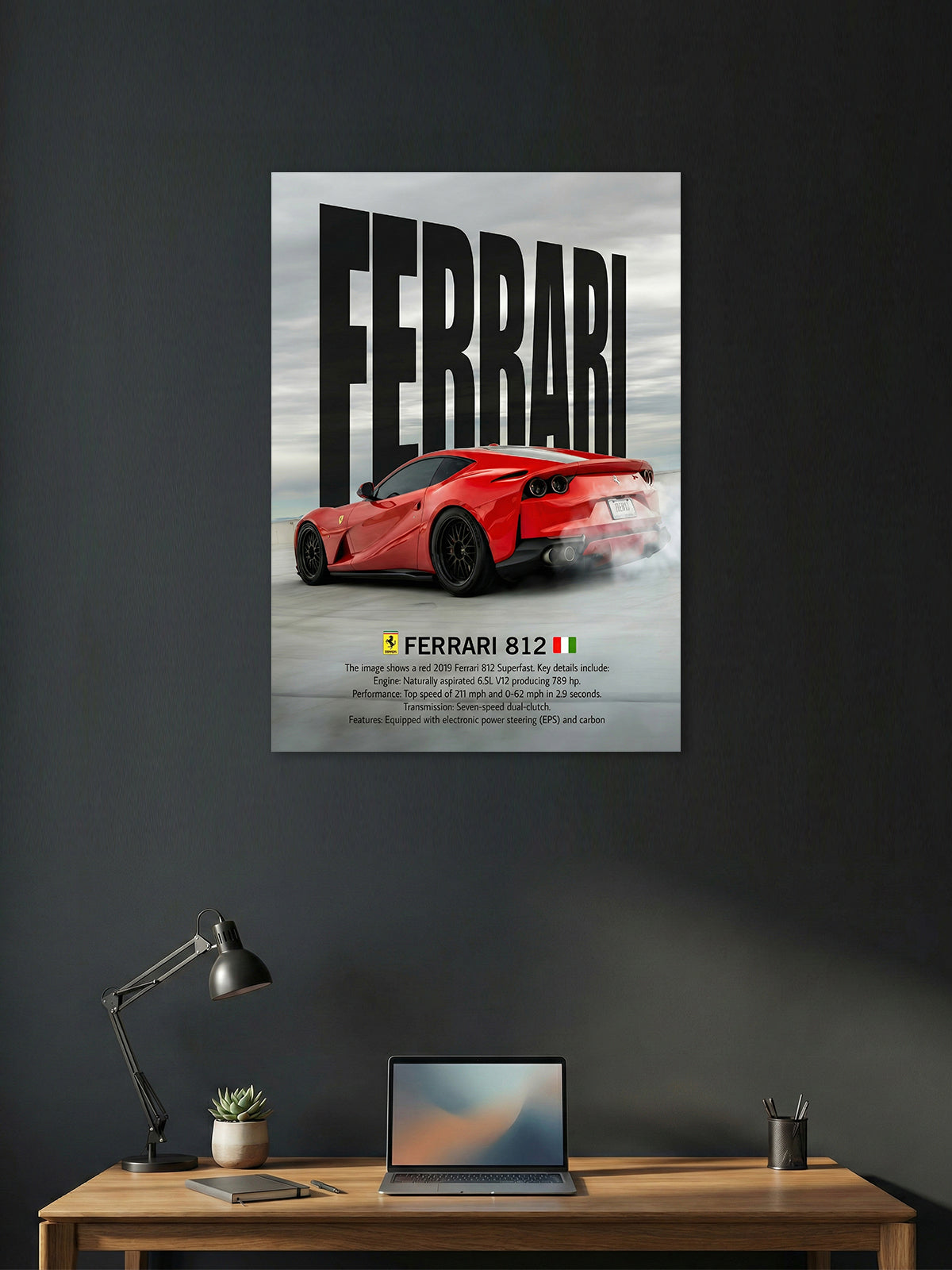 Ferrari 812 Superfast Wall Poster – V12 Performance Supercar Art