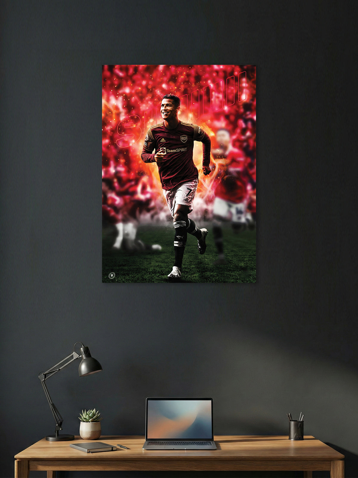 Red Storm Run – Elite Football Forward Action Wall Poster
