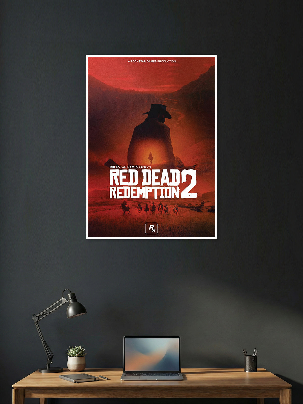 Red Dead Redemption 2 Outlaw Silhouette Poster – Western Gaming Wall Art