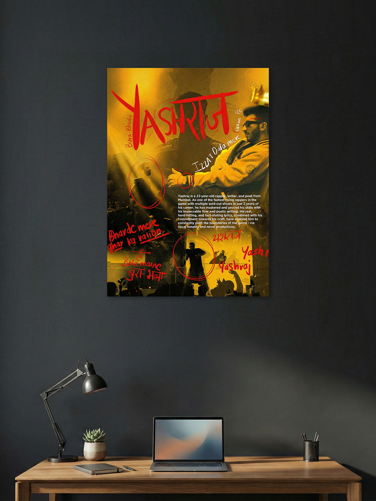 Yashraj Rap Poster – Indian Hip-Hop Lyric Art Wall Poster