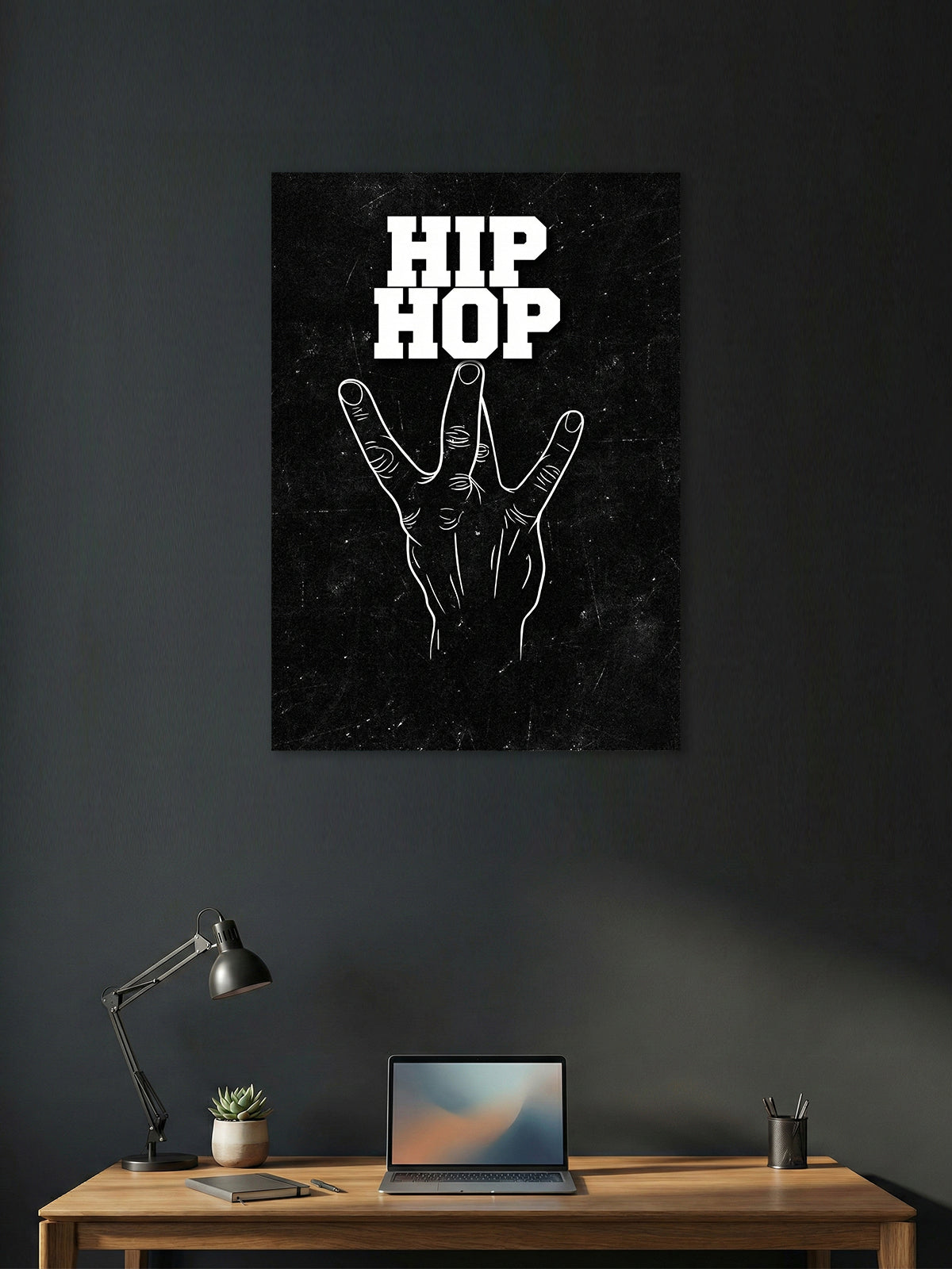 Hip Hop Hand Sign – Minimal Black & White Poster