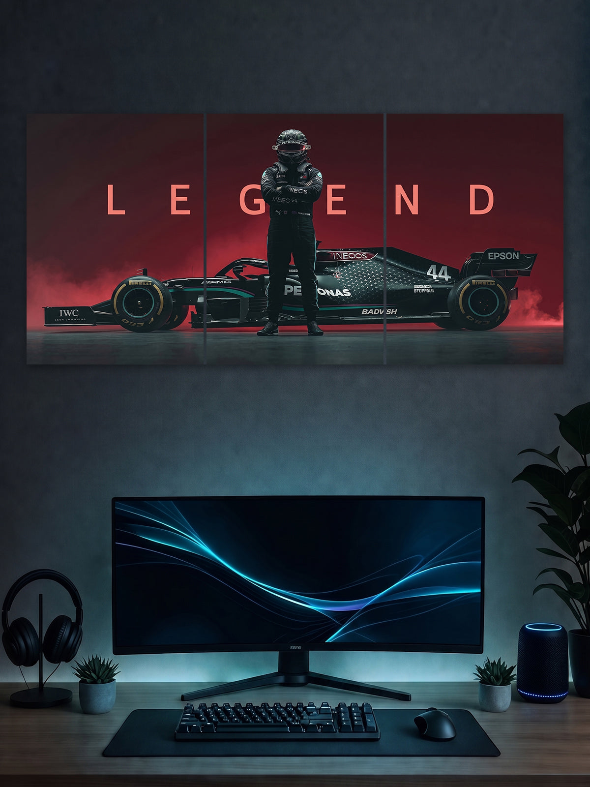 Racing Legend Split Poster – Formula Motorsport Car Wall Art (3 Panel)