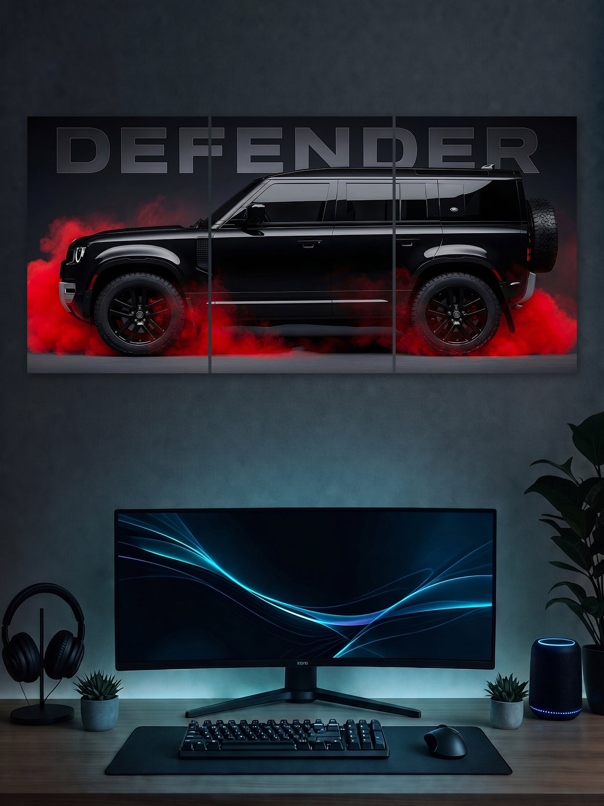 Land Rover Defender Black Edition Split Poster – Luxury SUV Wall Art (3 Panel)