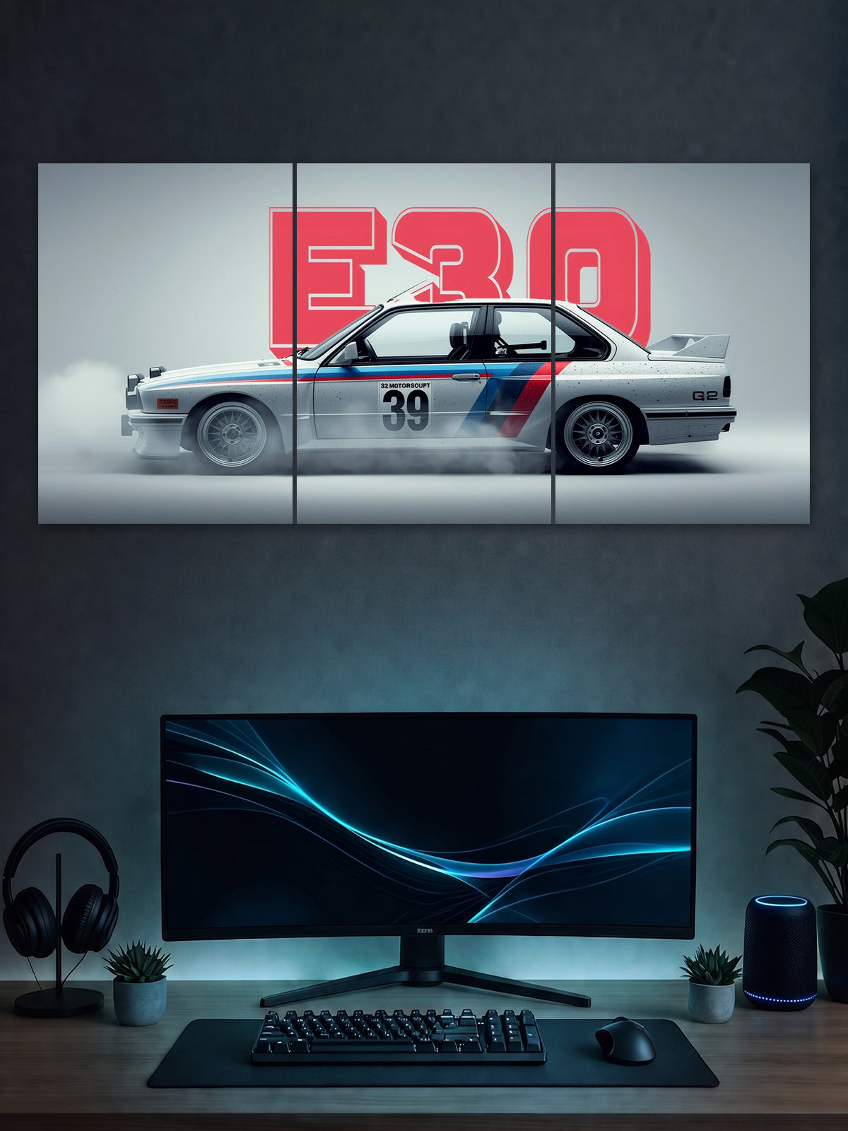 BMW E30 M3 Split Poster – Classic BMW Car Wall Art | SHDW.STICK