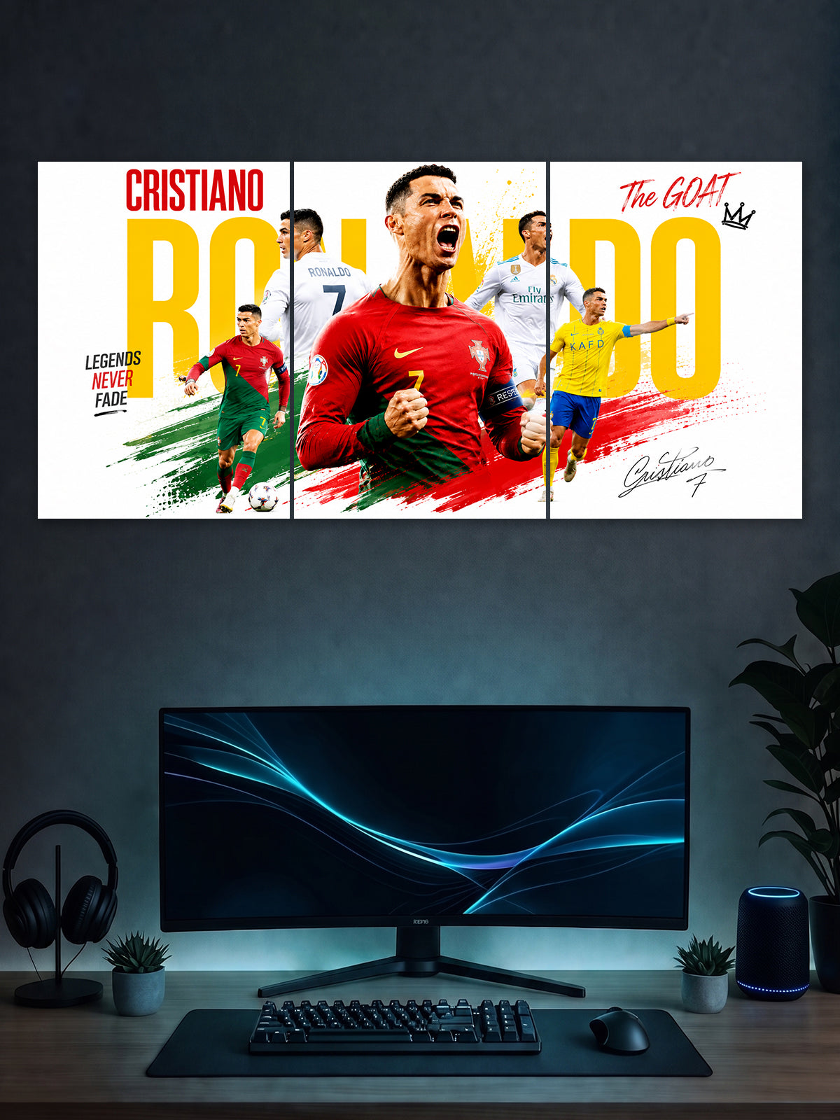Cristiano Ronaldo Split Poster – Football Legend Wall Art | SHDW.STICK