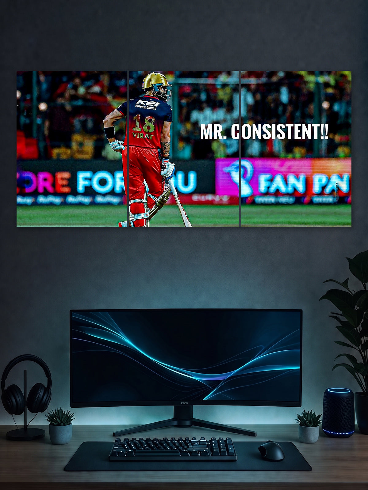 Virat Kohli Mr. Consistent Split Poster – RCB Cricket Wall Art | SHDW.STICK