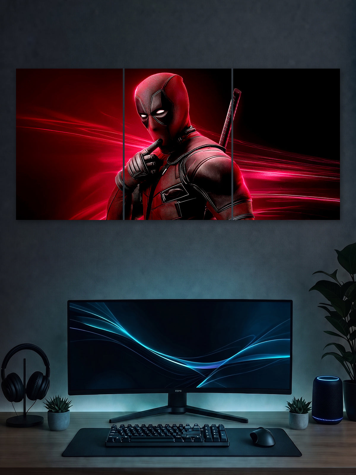 Deadpool Split Poster – Marvel Superhero Wall Art | SHDW.STICK