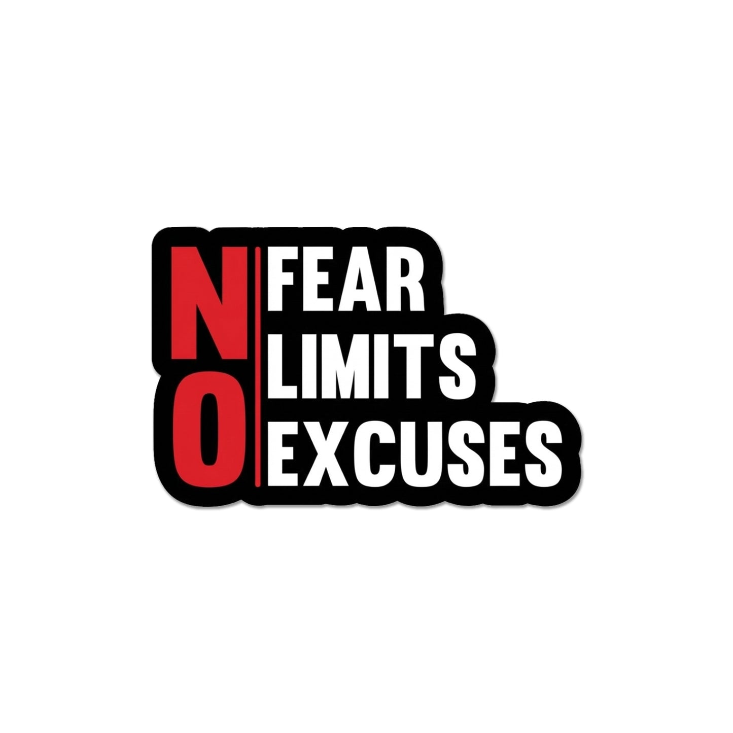 No Fear No Limits No Excuses Motivational Quote Sticker