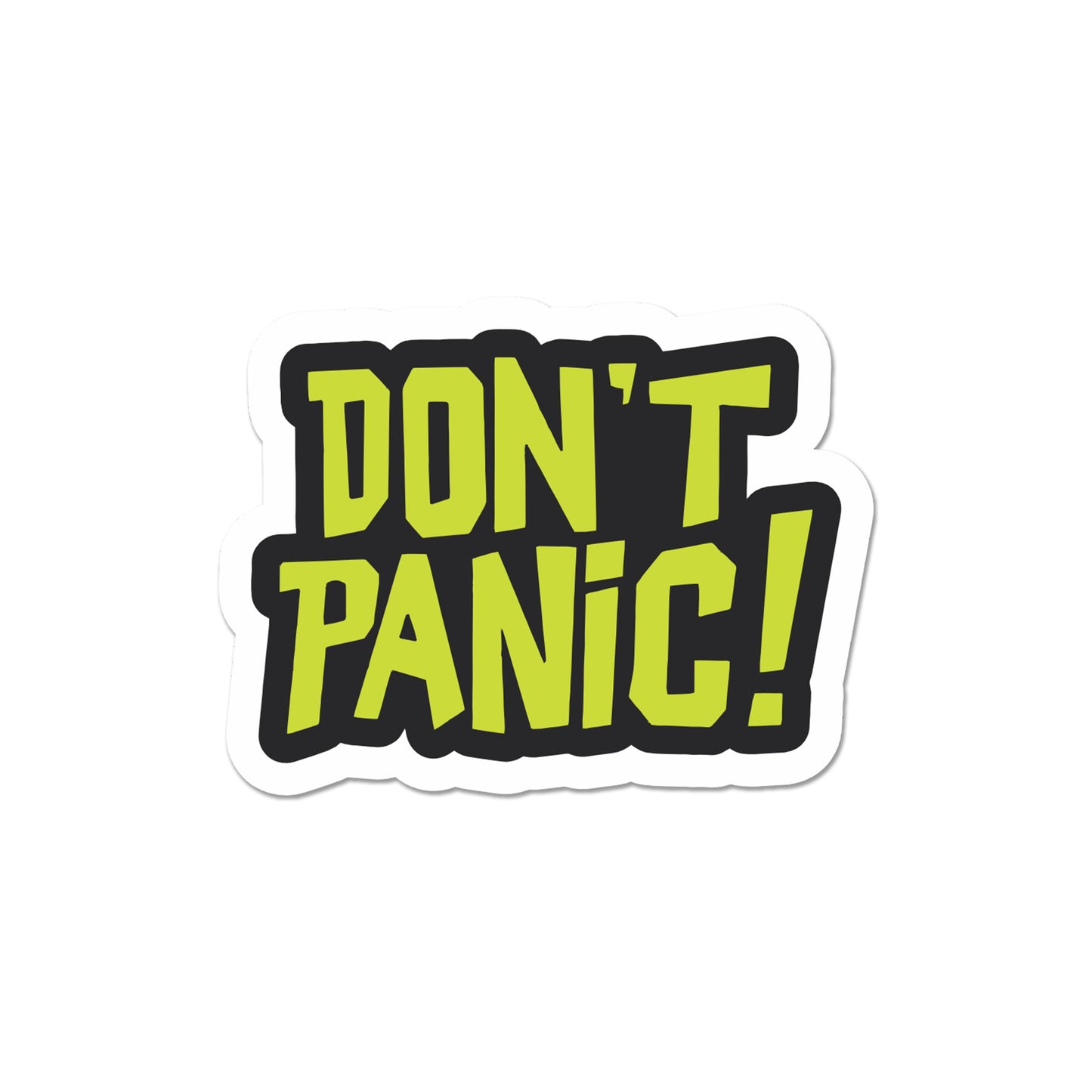 Don’t Panic Bold Typography Sticker – Neon Green Motivational Quote Decal