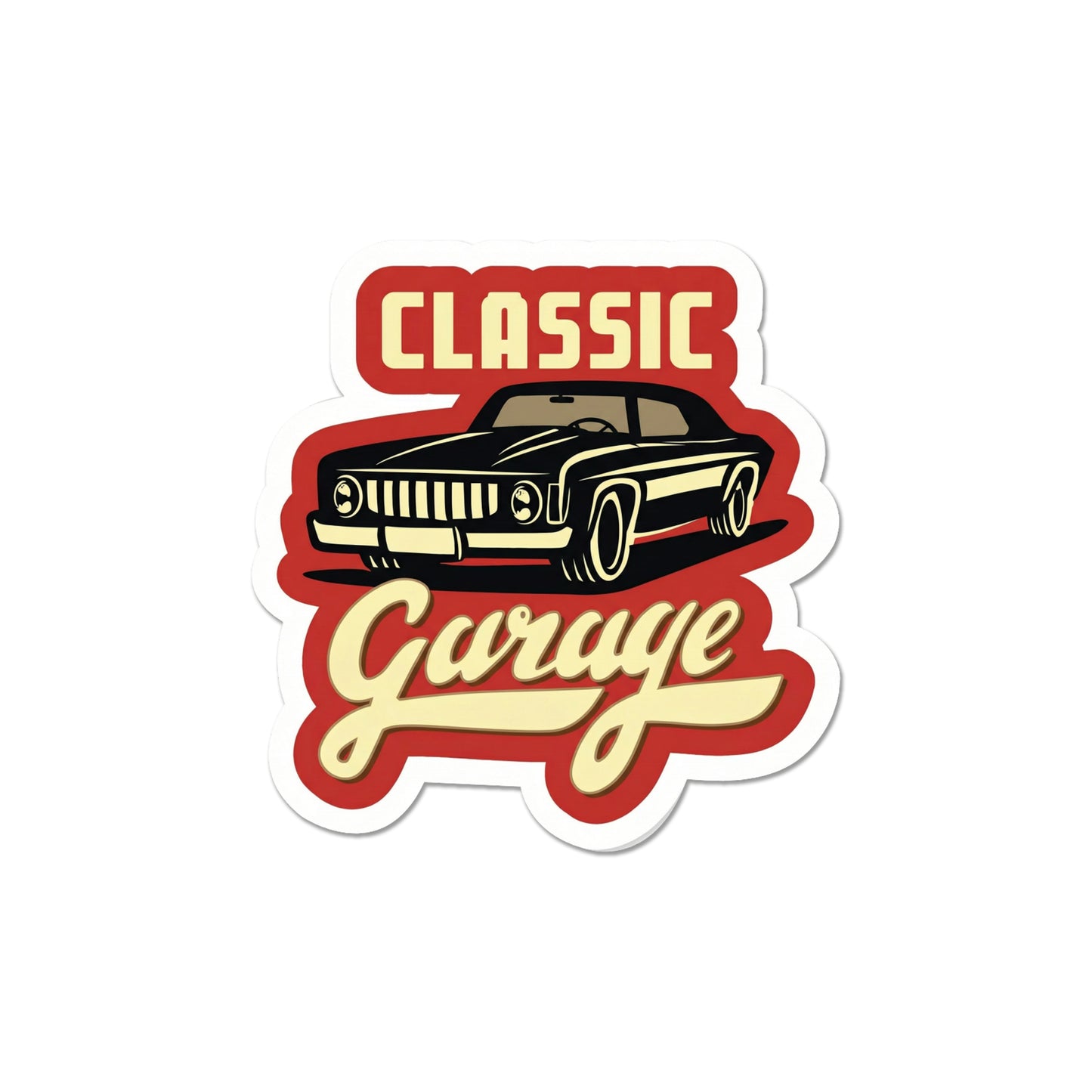 Classic Garage Vintage Car Sticker – Retro Muscle Car Decal