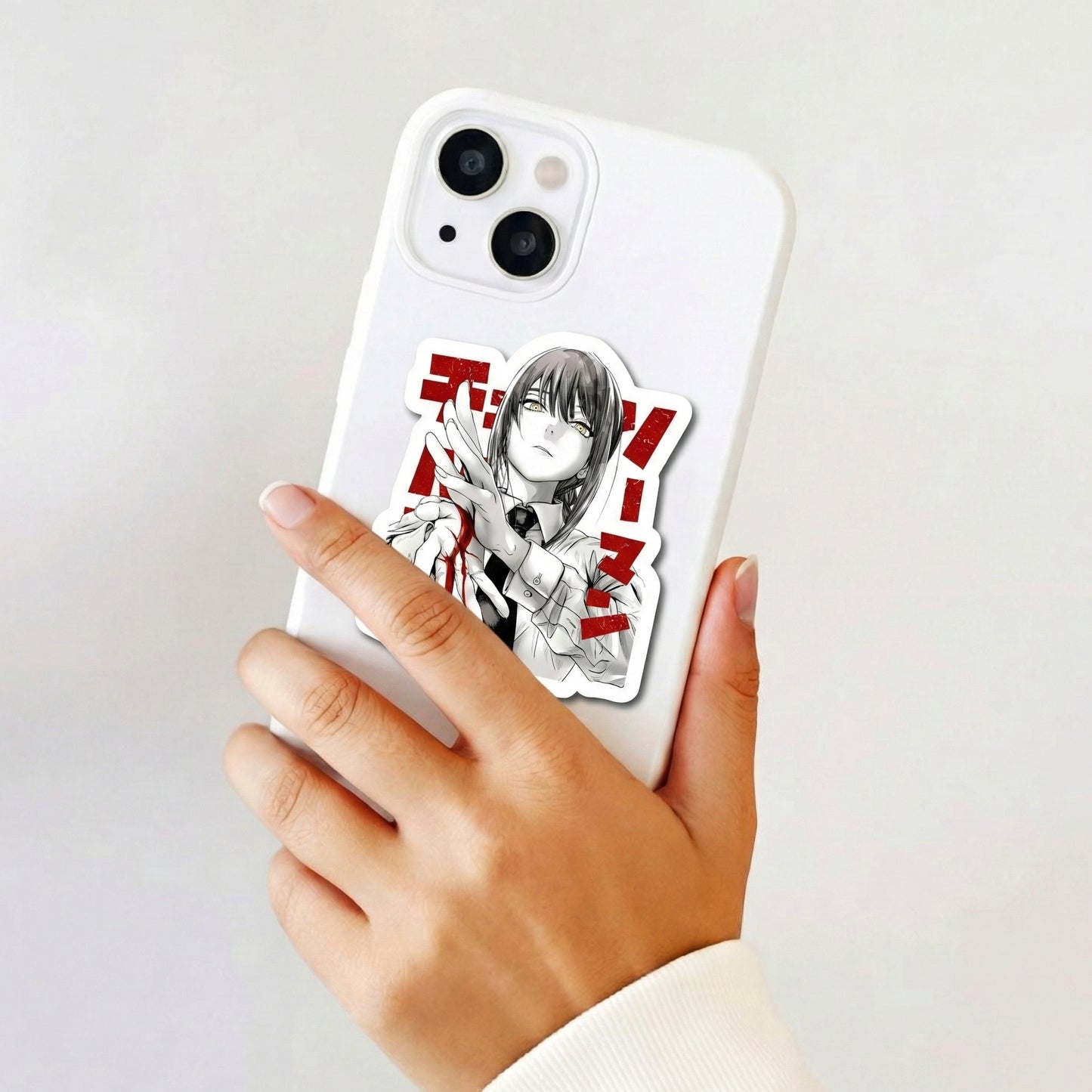 Anime Girl Red Accent Manga Sticker