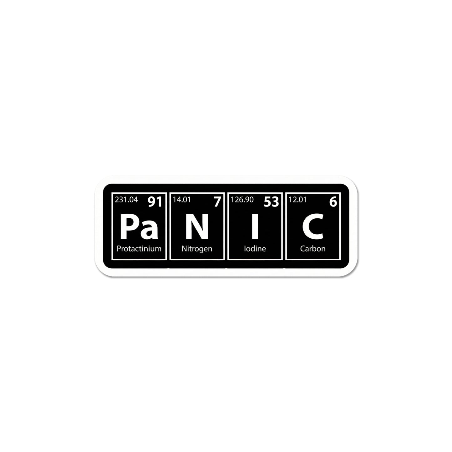 Panic Periodic Table Sticker – Science Humor Chemistry Decal