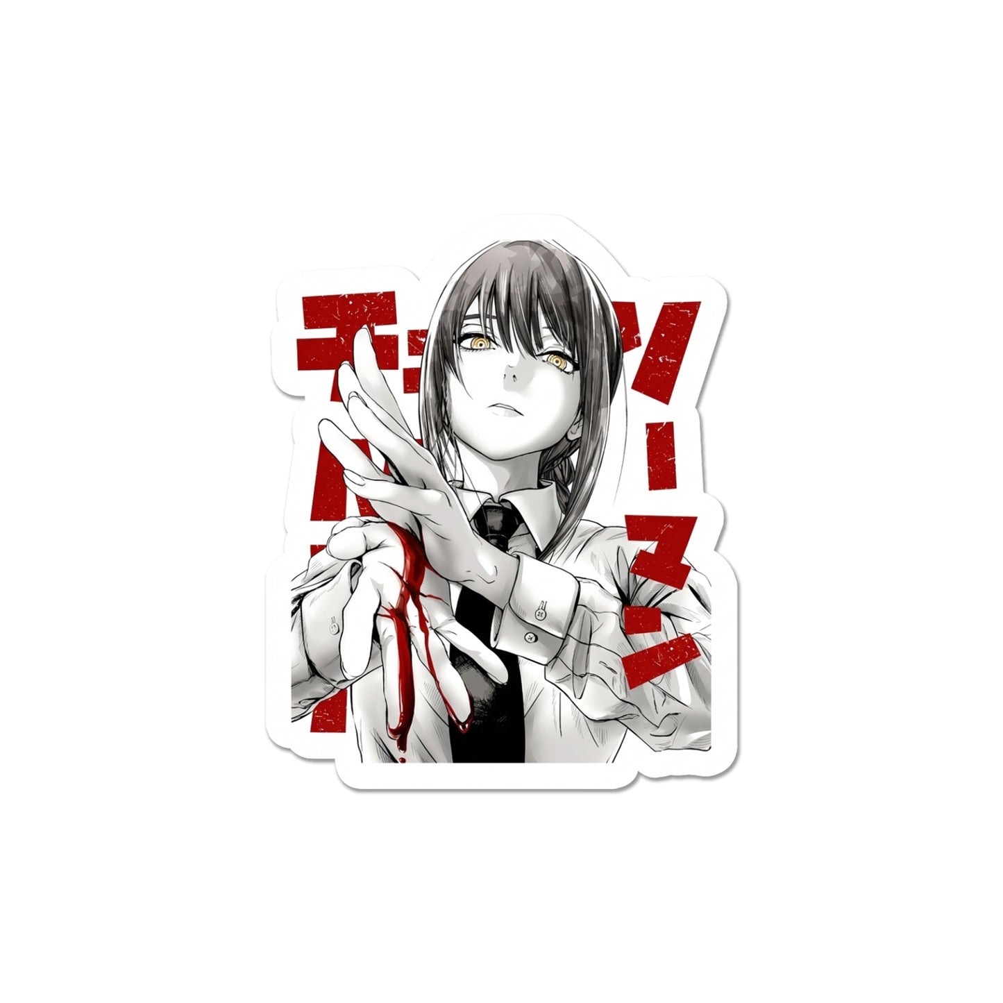 Anime Girl Red Accent Manga Sticker