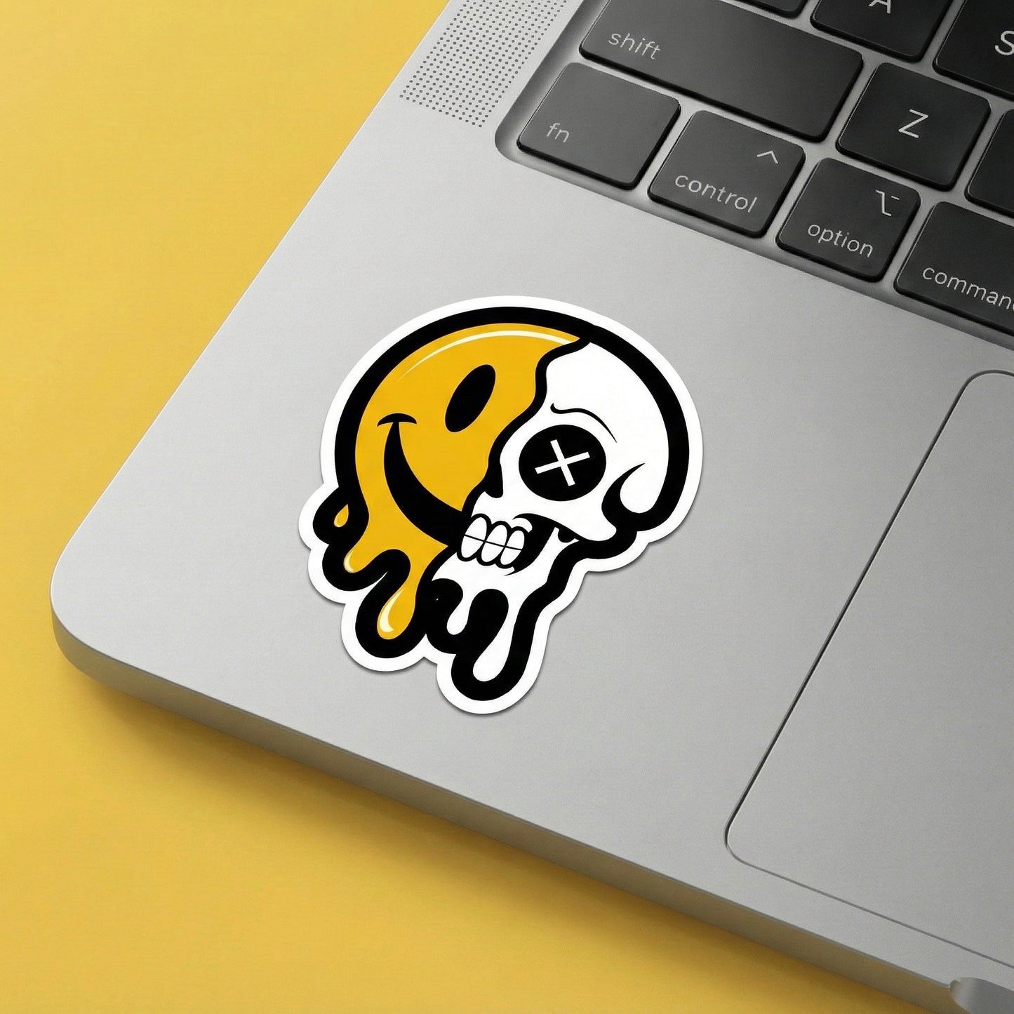 Half Smiley Half Skull Melting Sticker