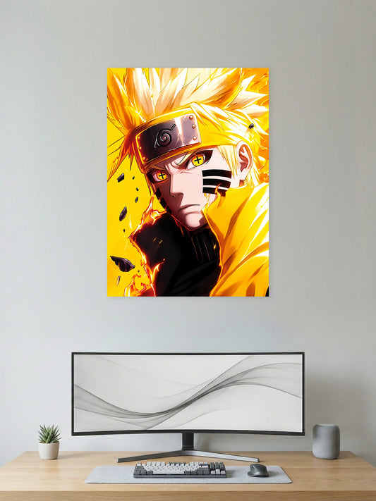 Naruto Uzumaki Kurama Chakra Mode Anime Poster | Naruto Shippuden Wall Art