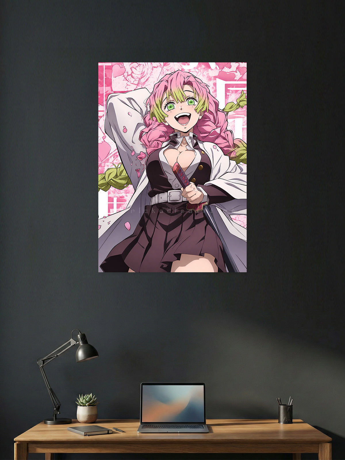 Mitsuri Kanroji Love Hashira Demon Slayer anime wall poster featuring premium HD artwork for bedroom, gaming room, office, anime room decor, and manga collection.