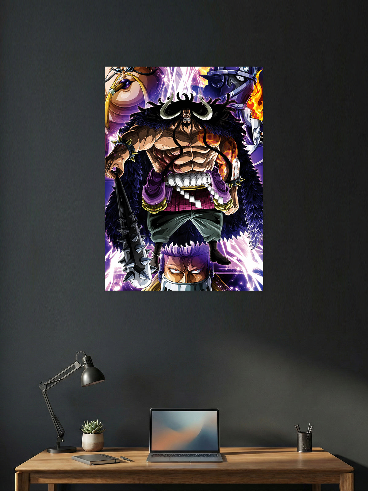 Kaido Emperor of the Sea One Piece anime wall poster featuring the Beast Pirates captain with premium HD artwork for bedroom, gaming room, office, anime room decor, and manga collection.