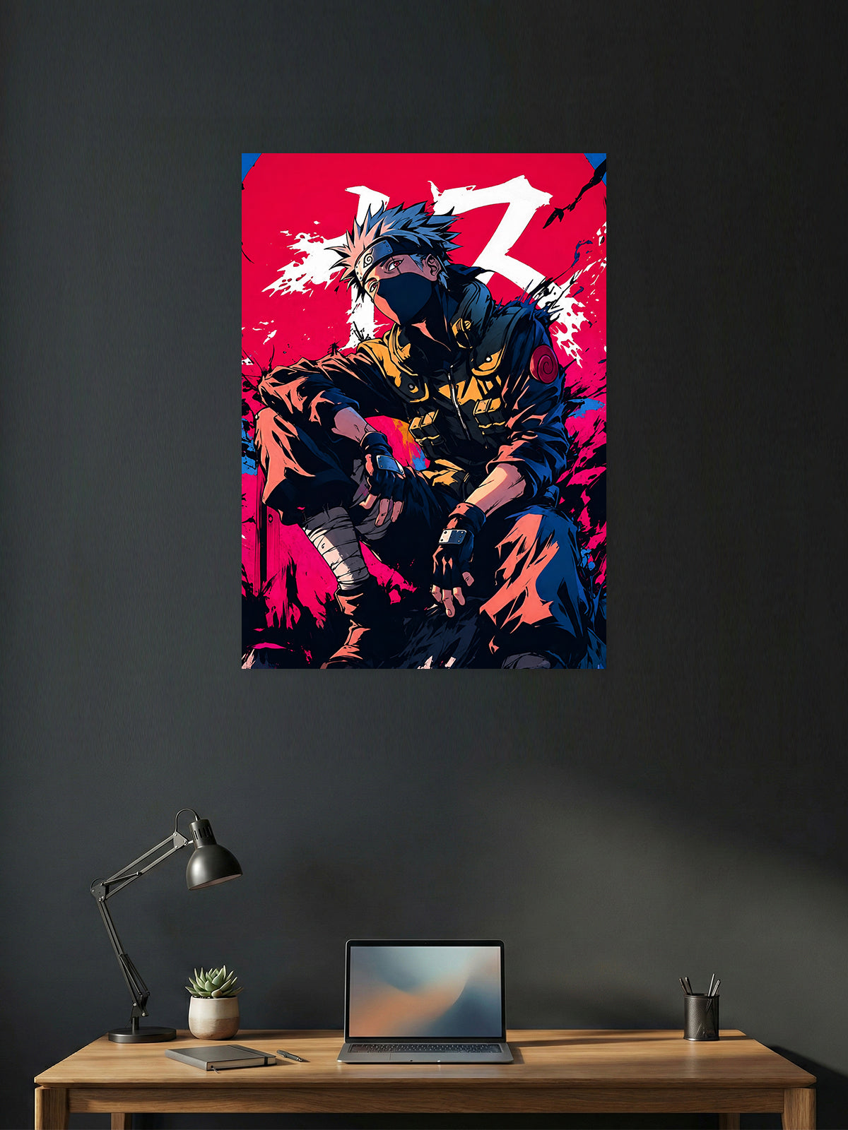 Kakashi Hatake Naruto Shippuden anime wall poster featuring the legendary Copy Ninja with premium HD artwork for bedroom, gaming room, office, anime room decor, and manga collection.