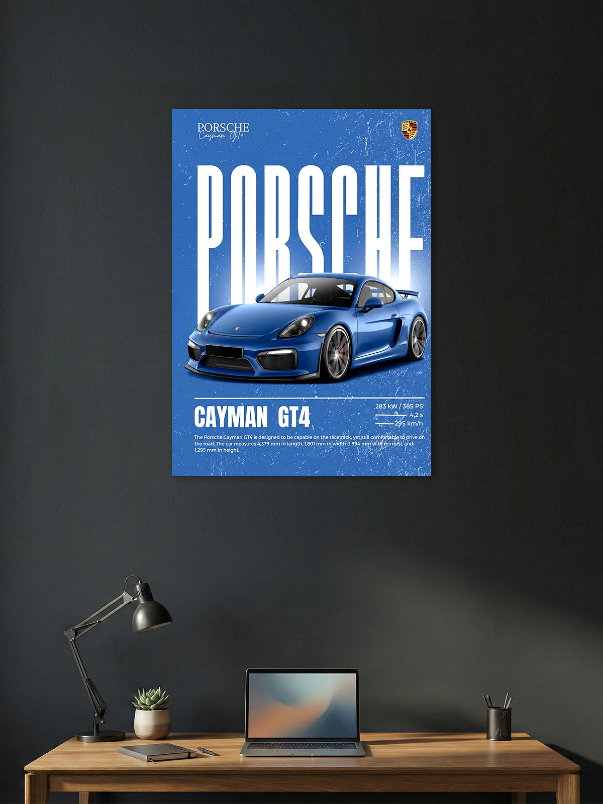 Porsche Cayman GT4 Wall Poster – Premium Sports Car Art Print