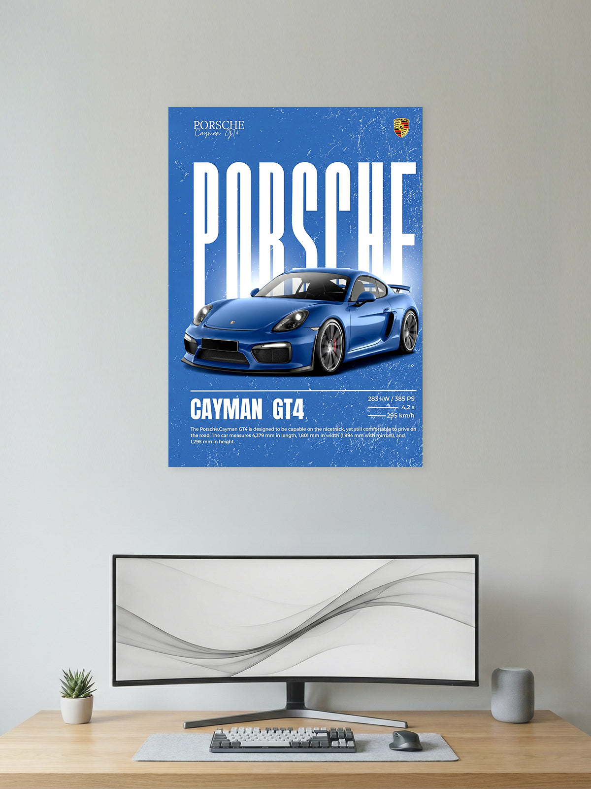 Porsche Cayman GT4 Wall Poster – Premium Sports Car Art Print