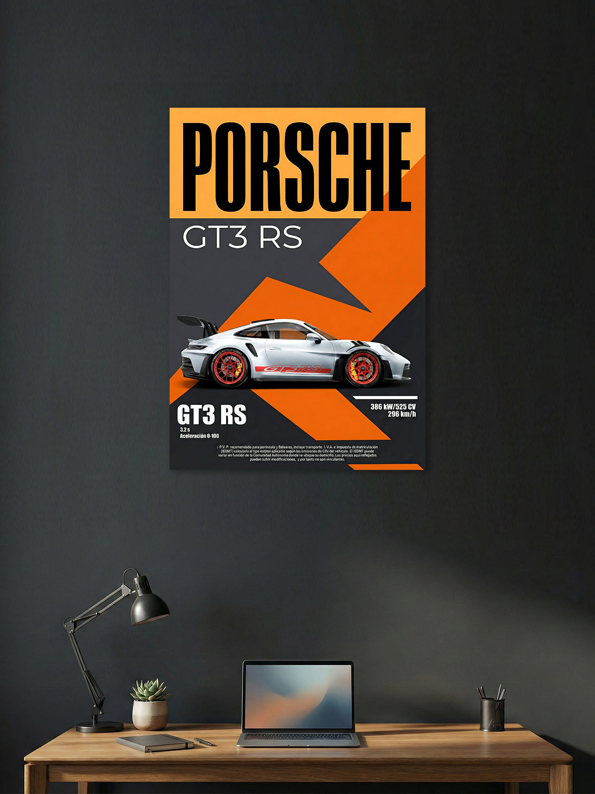Porsche GT3 RS Wall Poster – Performance Sports Car Art Print