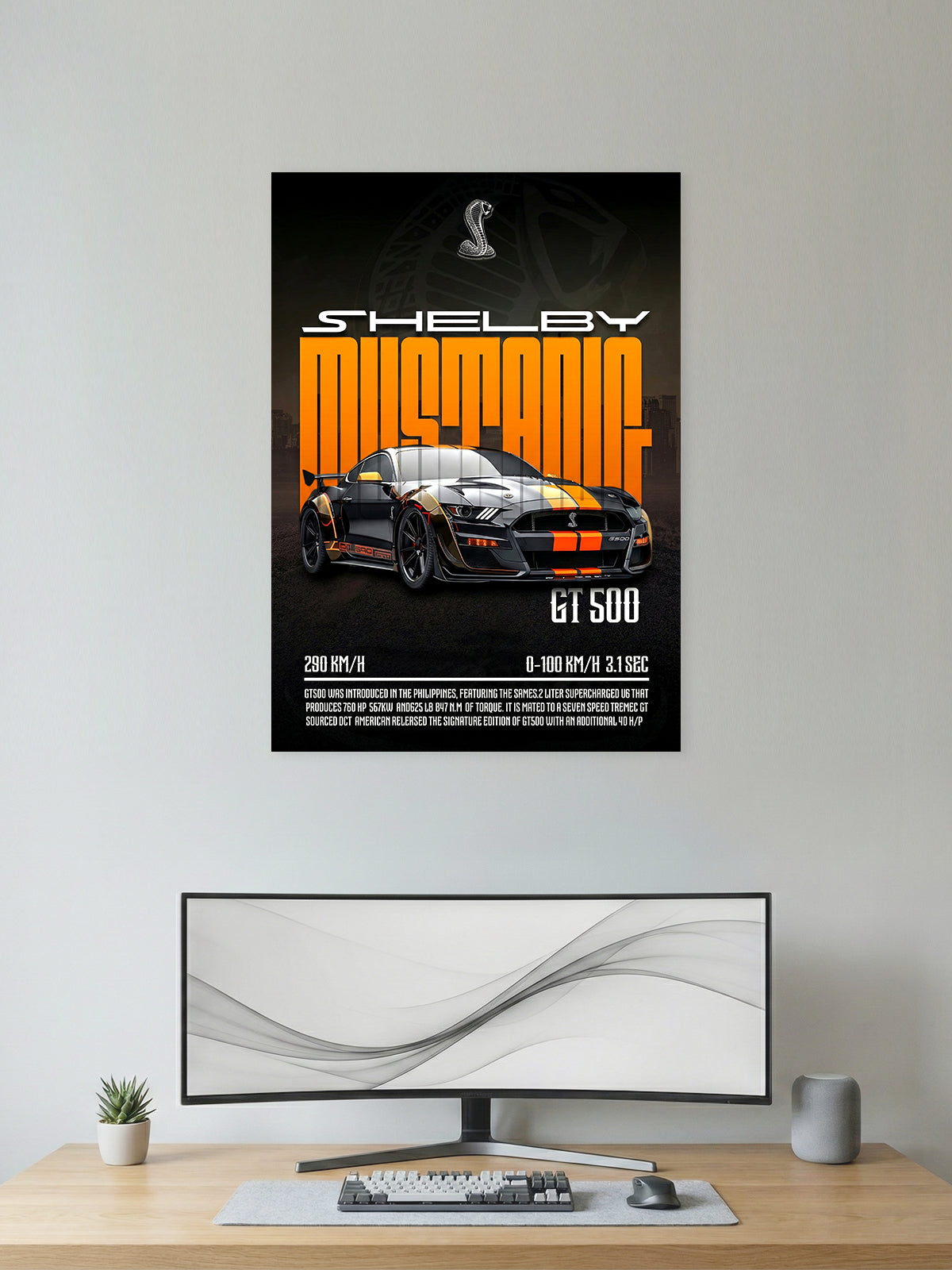 Shelby Mustang GT500 Wall Poster – Muscle Car Performance Art