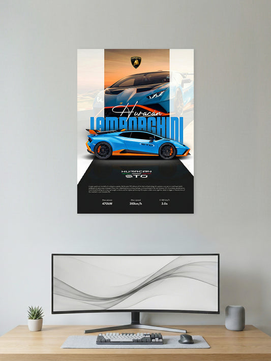 Lamborghini Huracán STO Wall Poster – Supercar Performance Art Print