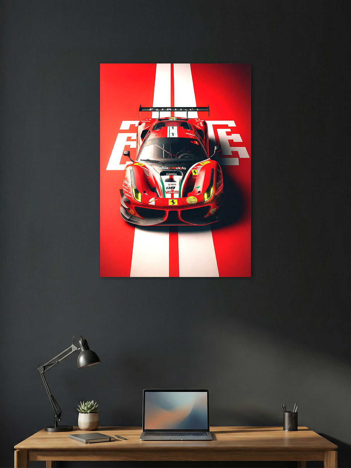 Ferrari GT Racing Wall Poster – Red Motorsport Car Art Print