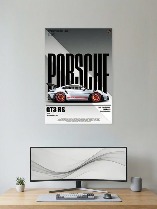 Porsche GT3 RS Wall Poster – Motorsport Performance Art