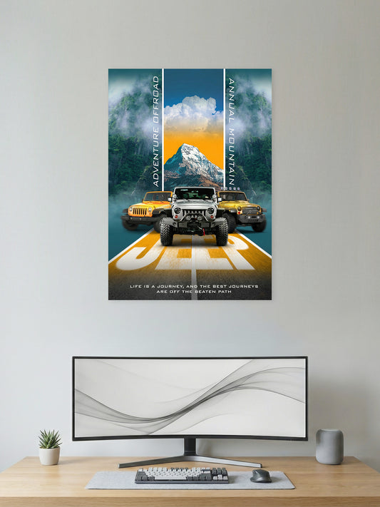 Jeep Offroad Adventure Wall Poster – Mountain Trail Explorer Art