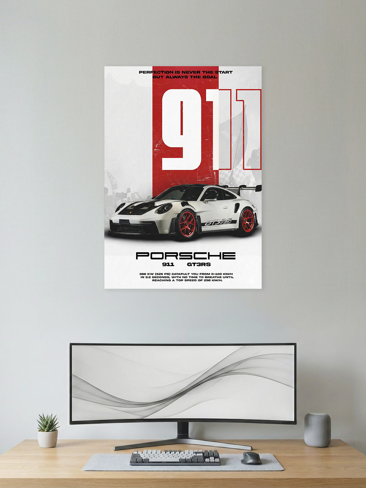 Porsche 911 GT3 RS Wall Poster – Motorsport Performance Art
