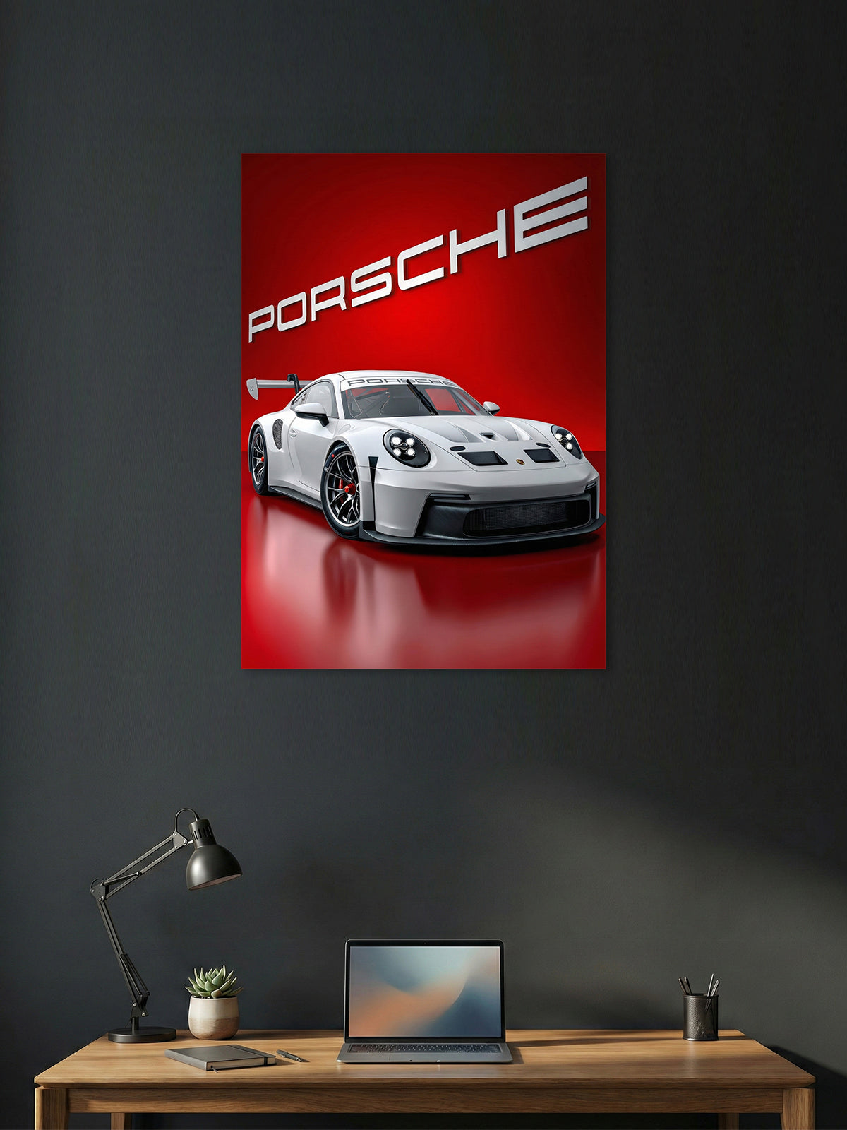 Porsche GT3 RS Wall Poster – Red Performance Supercar Art