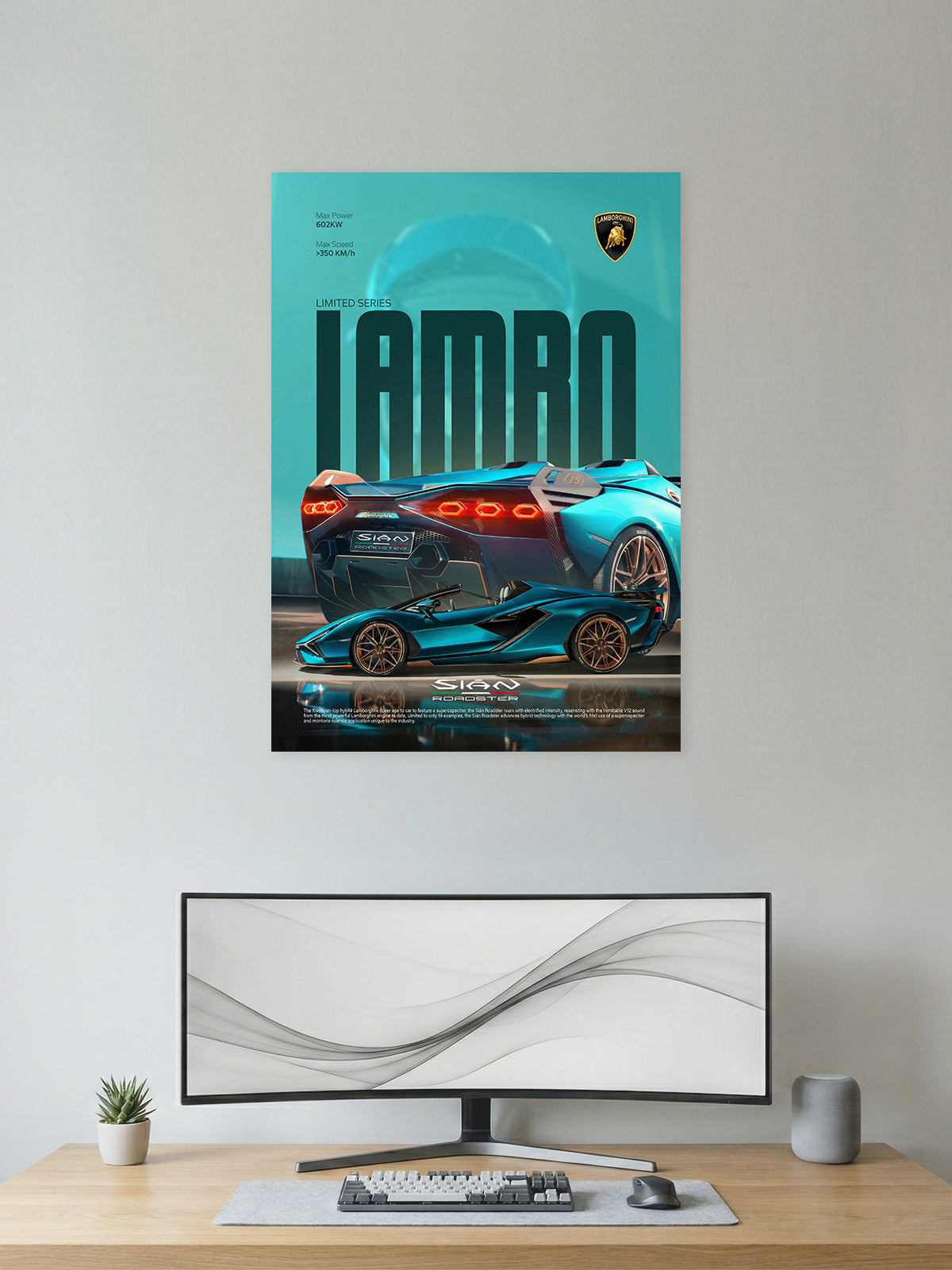 Lamborghini Sián Roadster Wall Poster – Limited Series Hypercar Art