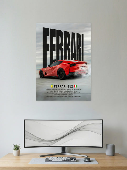 Ferrari 812 Superfast Wall Poster – V12 Performance Supercar Art
