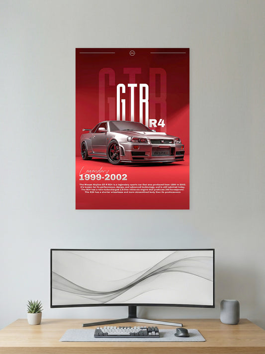 Nissan Skyline GT-R R34 Wall Poster – Legendary JDM Performance Art