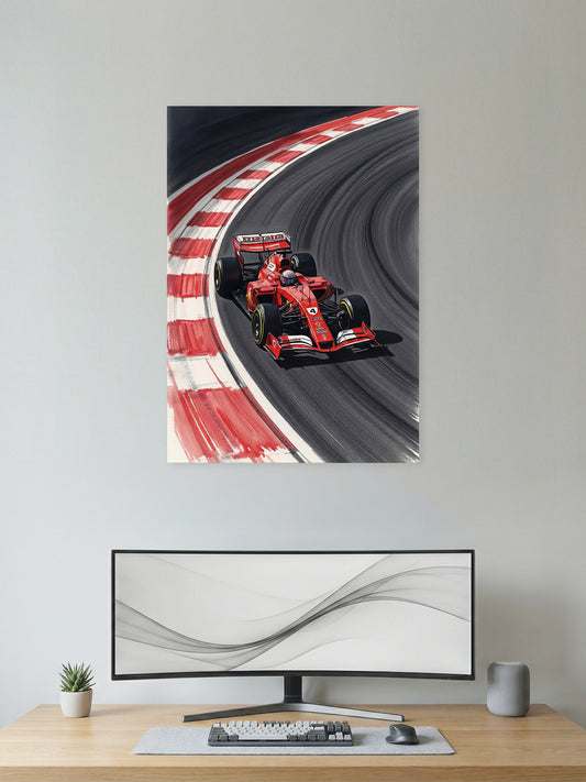 Red Formula 1 Racing Corner Poster – Motorsport Wall Art