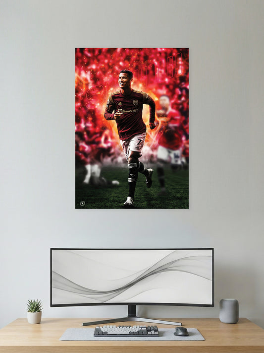 Red Storm Run – Elite Football Forward Action Wall Poster