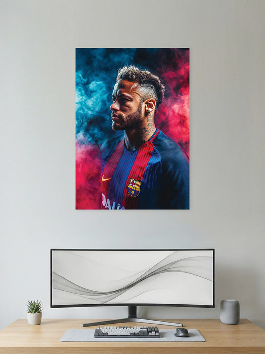 Electric Flair – Creative Forward Portrait Football Wall Poster