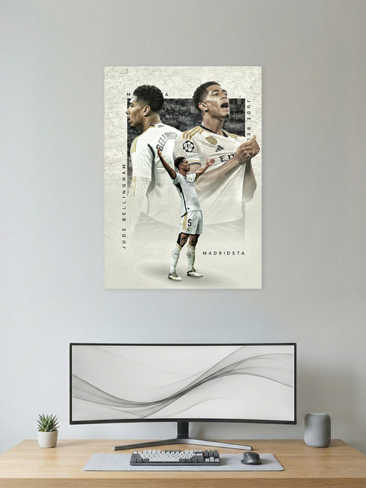 Golden Future – Madrid White Football Wall Poster