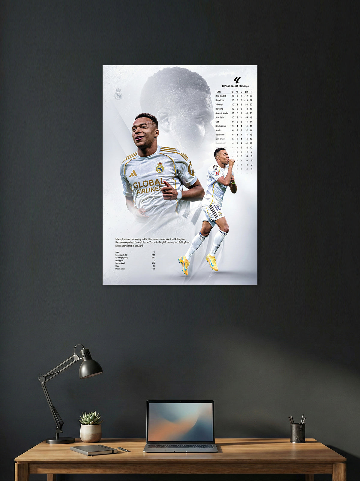 Golden Rise – Modern White Football Star Art Wall Poster