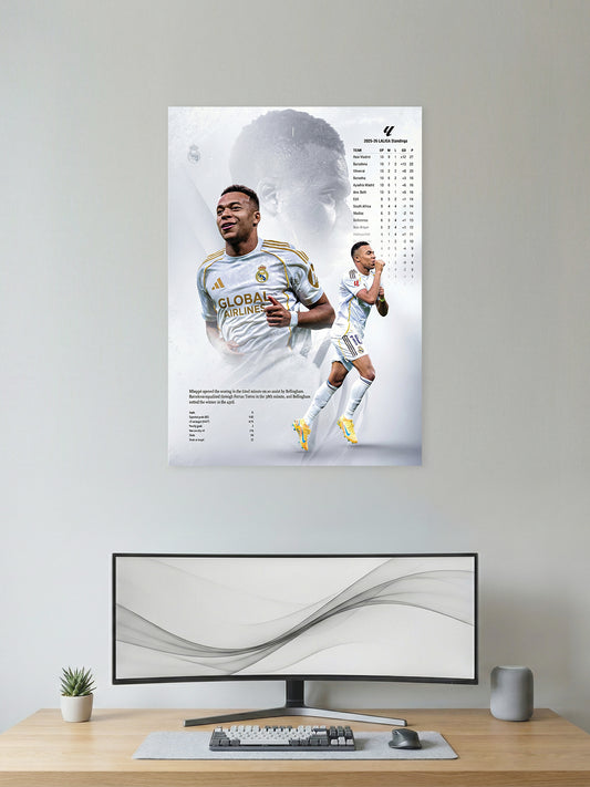 Golden Rise – Modern White Football Star Art Wall Poster