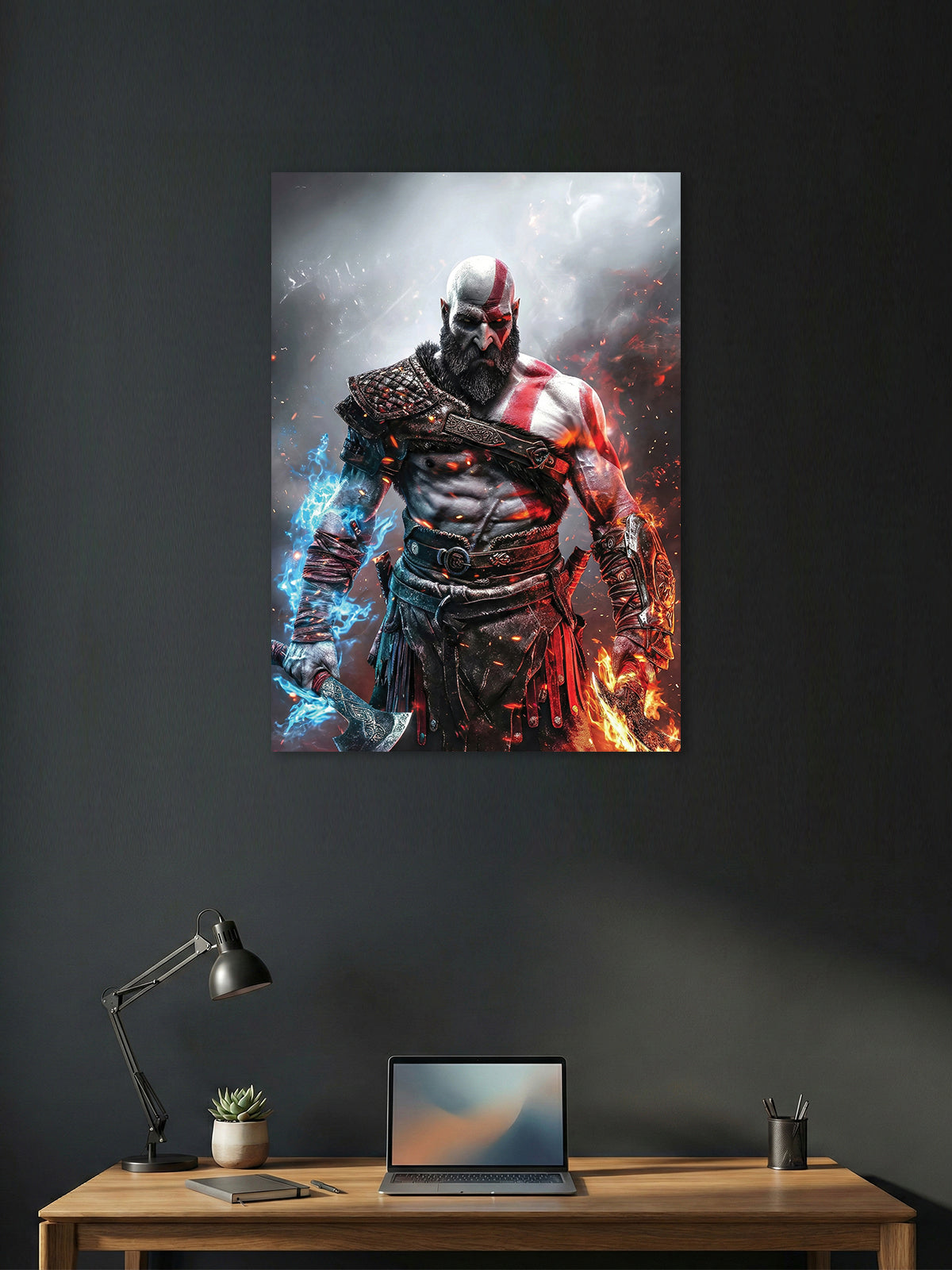 God of War Kratos Elemental Fury Poster – Epic Gaming Wall Art