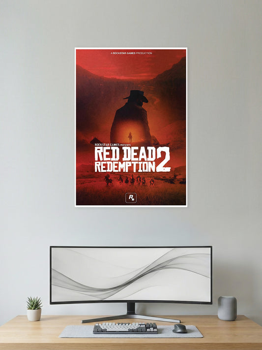 Red Dead Redemption 2 Outlaw Silhouette Poster – Western Gaming Wall Art
