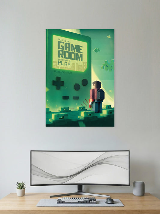 This Is My Game Room Retro Poster – Pixel Gaming Wall Art