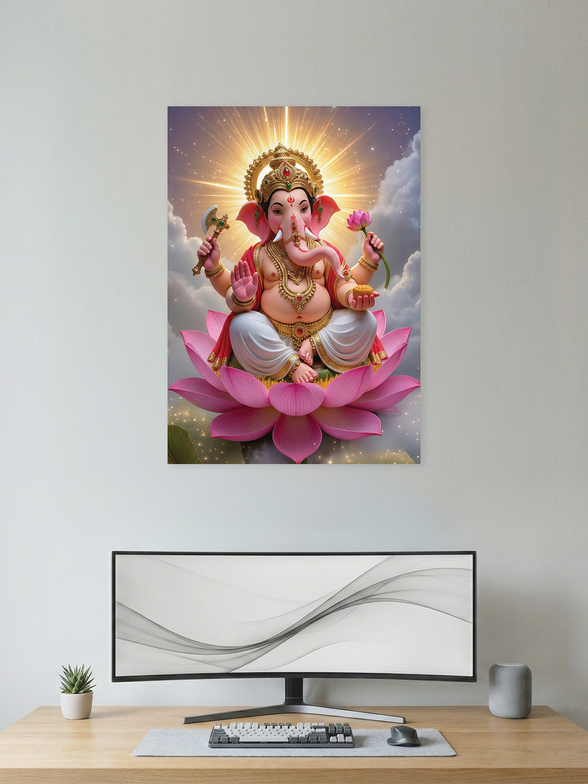Shri Ganesha – Lotus Blessings Poster