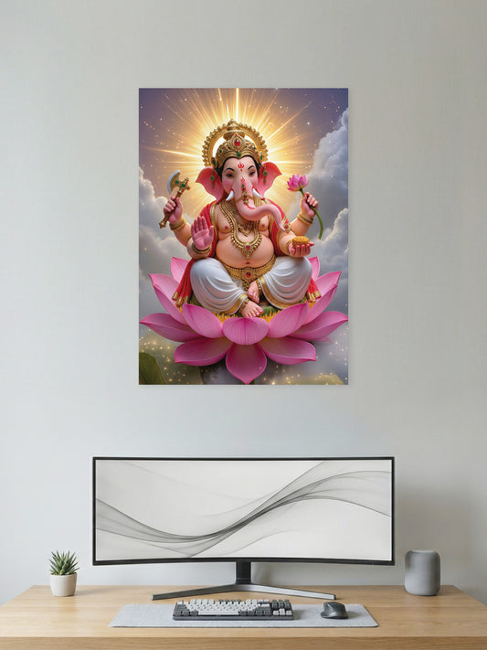 Shri Ganesha – Lotus Blessings Poster