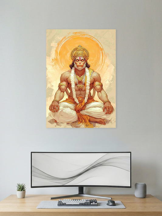 Meditating Hanuman Ji Wall Poster