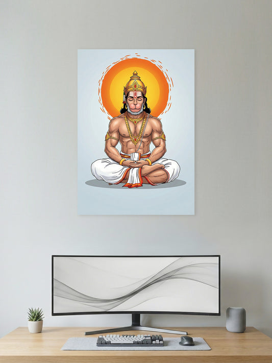 Hanuman Ji Meditating Wall Poster