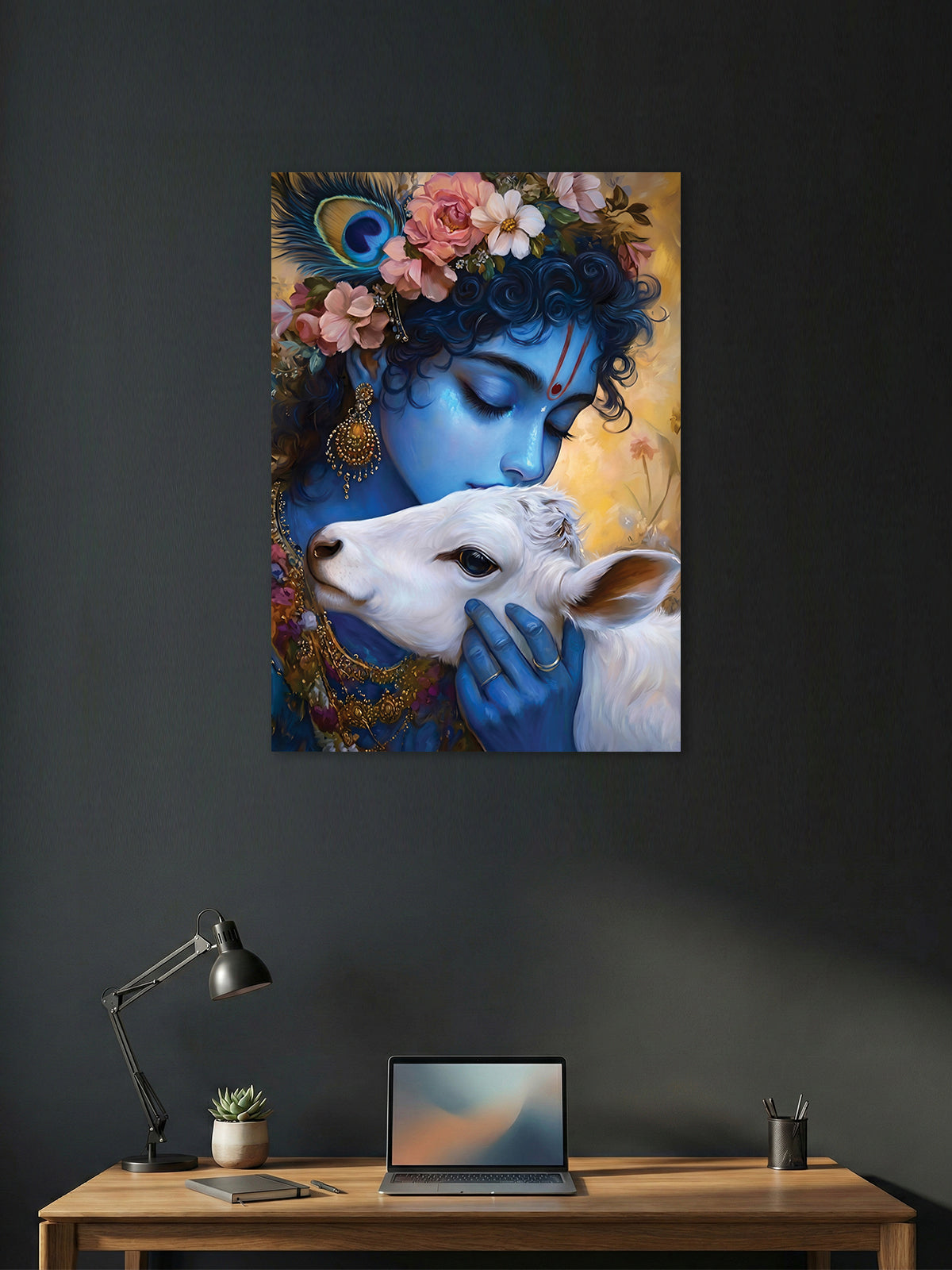 Shri Krishna with Cow Wall Poster